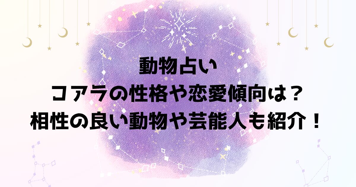 動物占いコアラの性格や恋愛傾向は？相性の良い動物や芸能人も紹介！