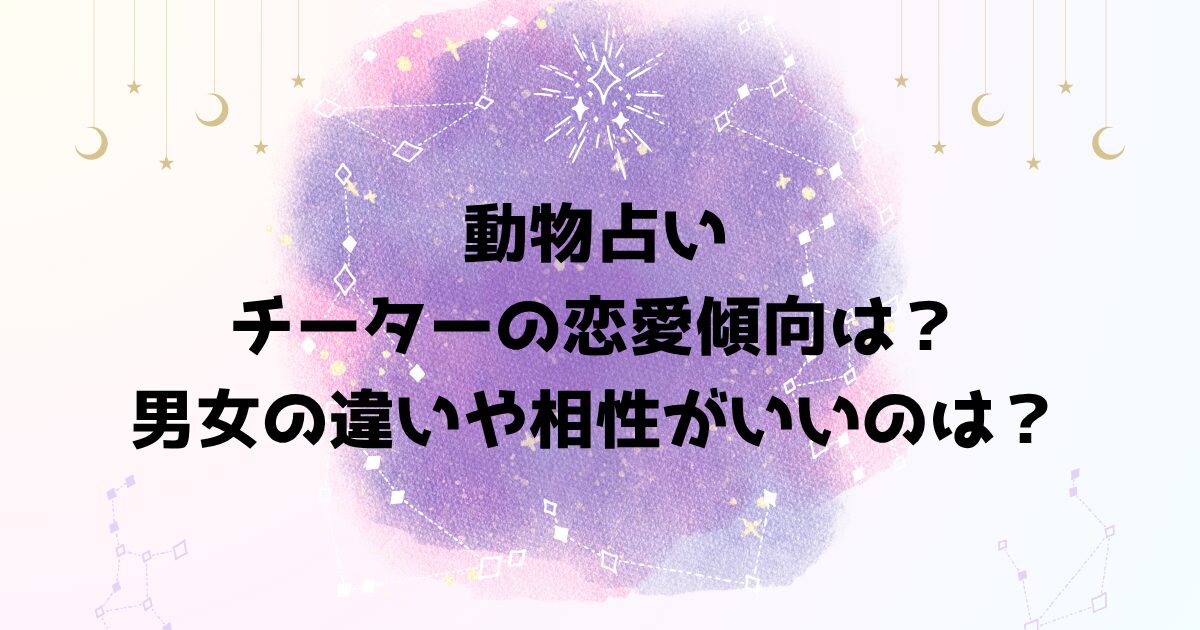 動物占いチーターの恋愛傾向は？男女の違いや相性がいいのは？