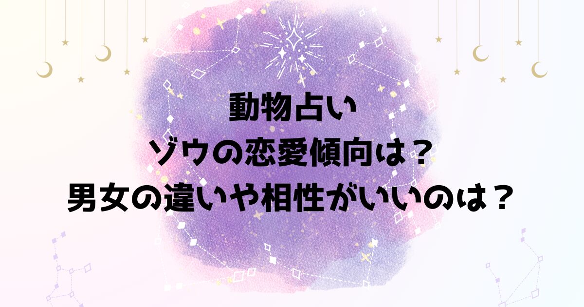 動物占いゾウの恋愛傾向は？男女の違いや相性がいいのは？