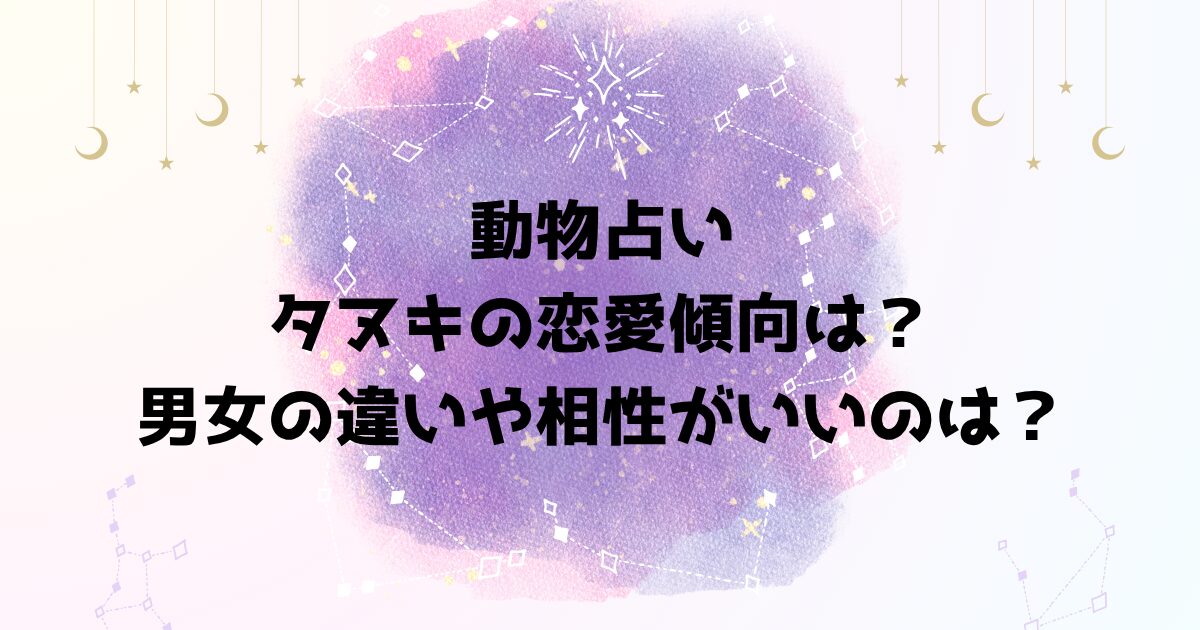 動物占いタヌキの恋愛傾向は？男女の違いや相性がいいのは？